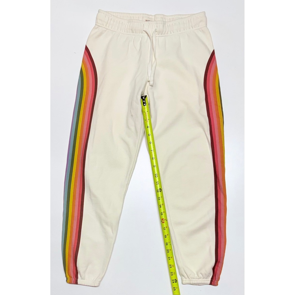 Marine Layer Rainbow Stripe Joggers Cream Sweatpants 16119 Women Small